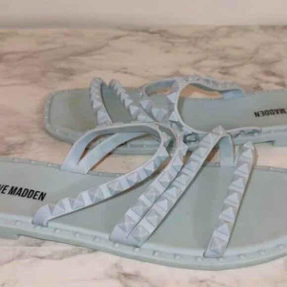 Steve Madden Skyler J Blue Studded Slide Sandals - Picture 2 of 3